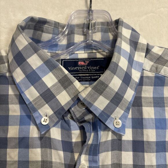 Vineyard Vines Men's Button Down Slim Fit Tucker Shirt Whale Blue Grey Large - Picture 9 of 16